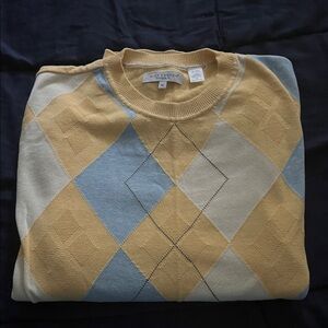 Alex Cannon Men's Argyle Crewneck Sweater - Yellow and Blue